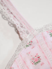 Square Neck Bracelet Cheeky Bowknot Floral Bikini Set