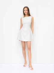 Boat Neck Sleeveless Lace A Line Mini Dress