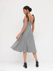 Sweetheart Gingham Bowknot Midi Dress