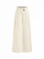 High Rise Metal Button Pleated Wide Leg Trousers