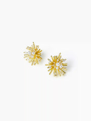 FLOWER & ZIRCON STUD EARRINGS