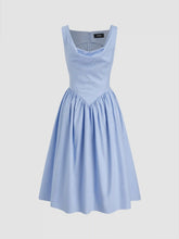 Cotton-blend Cowl Neck Ruffle Zipper Midi Dress