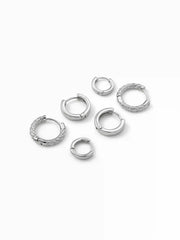 3 PAIRS TEXTURED HOOP EARRINGS SET