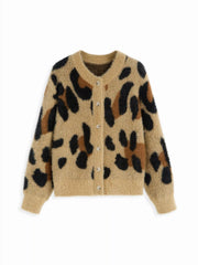 Knit Long Sleeve Leopard Cardigan