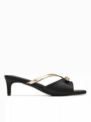 SQUARE TOE BOWKNOT DECOR HEELED SANDALS