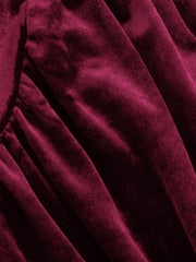 Velvet High Neck Ruched Zipper Wide Leg Jumpsuit