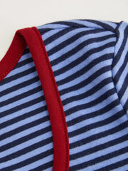 Striped Sweetheart Neck Long Sleeve Contrasting Binding Tee