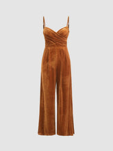 Velvet Solid Cross Wide Leg Jumpsuit