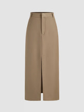 Solid High Waist Split Maxi Skirt