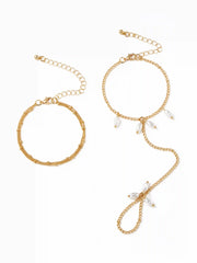 FAUX PEARL HAND CHAIN BRACELET