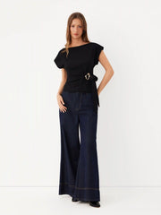 Twist Knot Short Sleeve Metal Detail Tee
