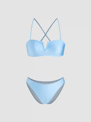 Sweetheart Neckline Cheeky Criss Cross Bikini Set