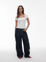 Cotton-blend Scoop Neckline Short Sleeve Tee