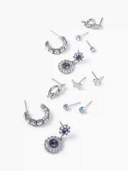 6 PAIRS KNOT & BUTTERFLY GEMSTONE EARRINGS SET