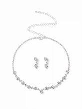 2PCS RHINESTONE DECOR NECKLACE & EARRINGS SET