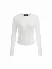 Round Neckline Solid Corset Top