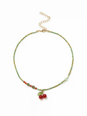 CHERRY BEADED NECKLACE