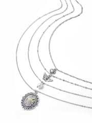 FLORAL & FAUX PEARL LAYERED NECKLACE