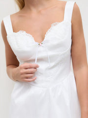 Satin Bowknot Lace Trim Mini Dress