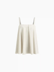Linen-blend Pleated Cami Top & Mid Rise Elastic Waist Straight Leg Trousers Set