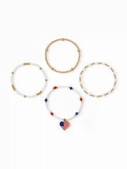 4PCS COUNTRY FLAG & HEART BEADED BRACELET SET