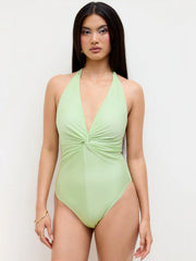 Shaping V-neck Ruched One Piece Swimsuit