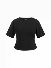 Cotton-blend Round Neckline Tee Curve & Plus
