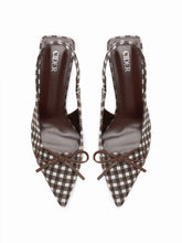 BOWKNOT GINGHAM SLINGBACK HEELS