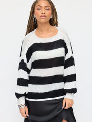 Knit Boat Neck Striped Long Sleeve Sweater