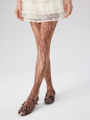 FLORAL JACQUARD MESH TIGHTS
