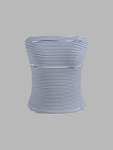 Strapless Striped Crop Tube Top