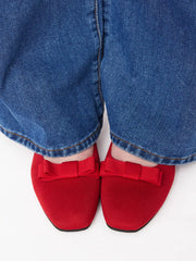 SQUARE TOE BOWKNOT DECOR FLATS