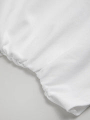 Cotton-blend V-neck Ruched Short Sleeve Tee