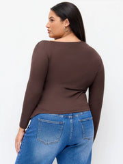 Asymmetrical Neck Ruched Top Curve & Plus