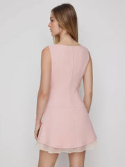 Bowknot Asymmetrical Hem Sleeveless Mini Dress