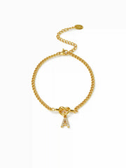 LETTER RHINESTONE PENDANT CHAIN BRACELET
