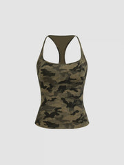 Cotton-blend Camo Cami Top