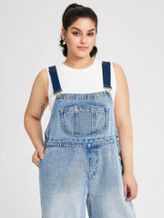 Denim Pocket Wide Leg Jumpsuit Curve & Plus