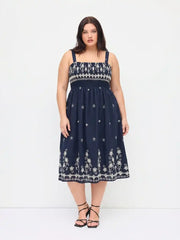 Floral Square Neck Shirred Maxi Dress Curve & Plus