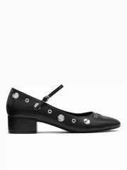 STUDDED CHUNKY HEELED MARY JANE SHOES