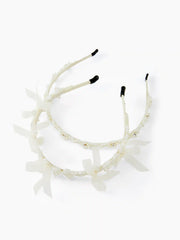 2PCS BOWKNOT & FAUX PEARL & FLOWER & RHINESTONE HEADBAND