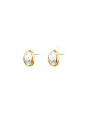 ZIRCON DECOR OVAL STUD EARRINGS