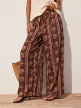 Linen-blend Low Rise Shell and Starfish Graphic Drawstring Wide Leg Trousers