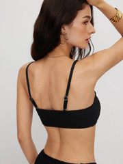 Texture Square Neck Bracelet Bikini Top