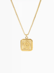 Letter Square Pendant Necklace