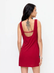 High Stretch V-neck Backless A-line Mini Dress