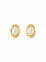 FAUX PEARL TEXTURED METAL STUD EARRINGS
