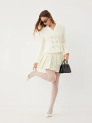 Notched Collar Double Breasted Waist Blazer