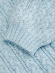 Cable Knit Mohair-blend V-neck Long Sleeve Oversized Top