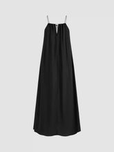 Woven V-neck Solid Knotted Maxi Dress